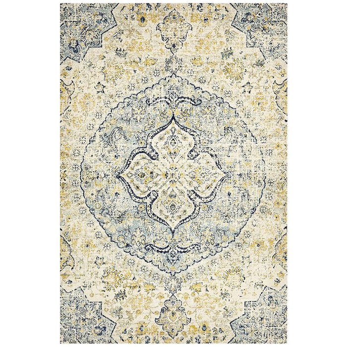 Matai Sky Blue Transitional Floral Medallion Outline Contemporary Rug, Rugs, Ozark Home 