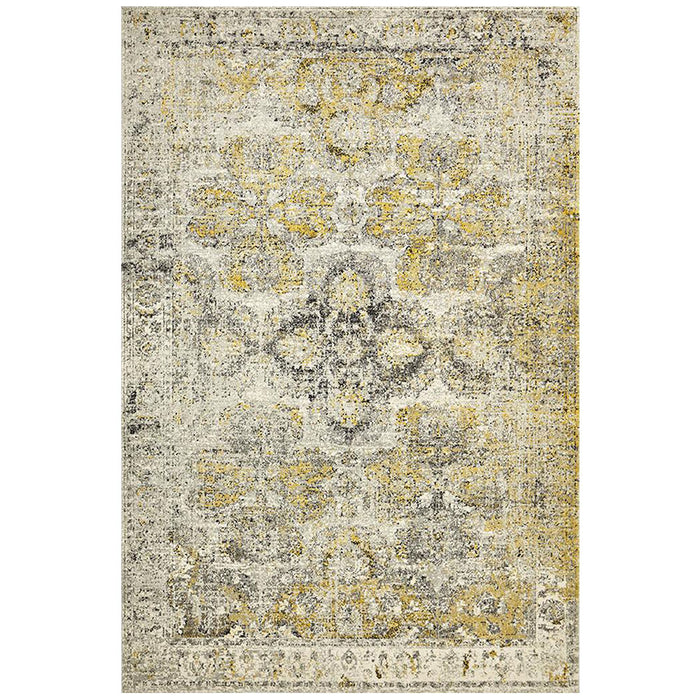 Matai Silver Transitional Floral Medallion Contemporary Rug, Rugs, Ozark Home 