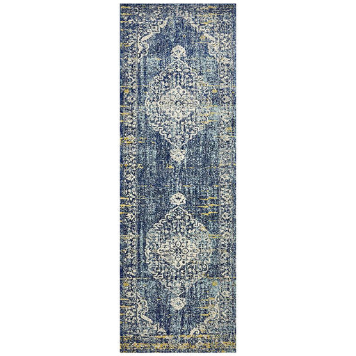 Matai Navy Transitional Floral Medallion Contemporary Runner Rug, Rugs, Ozark Home 