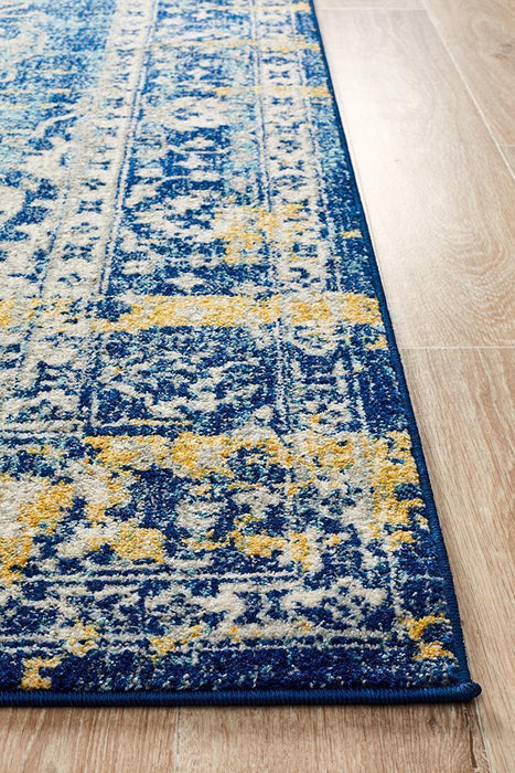 Matai Navy Transitional Floral Medallion Contemporary Runner Rug, Rugs, Ozark Home 