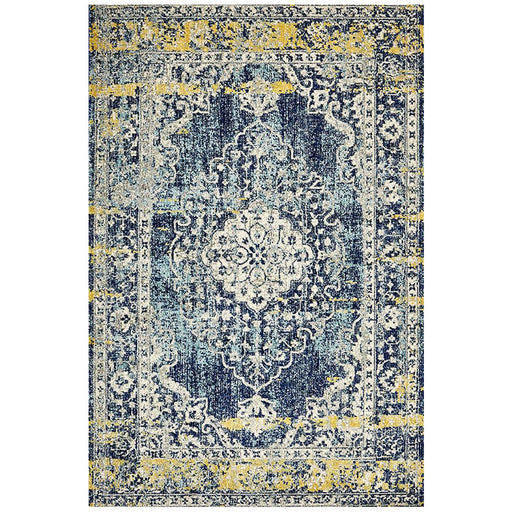 Matai Navy Transitional Floral Medallion Contemporary Rug, Rugs, Ozark Home 