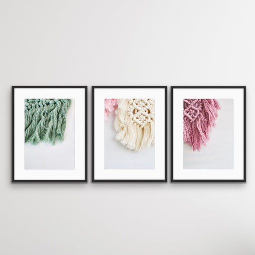 Macrame - Three Piece Pastel Boho Art Print  Set, Wall Art, Ozark Home 