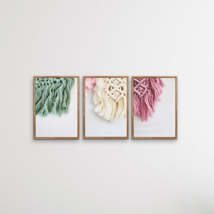 Macrame - Three Piece Pastel Boho Art Print  Set, Wall Art, Ozark Home 