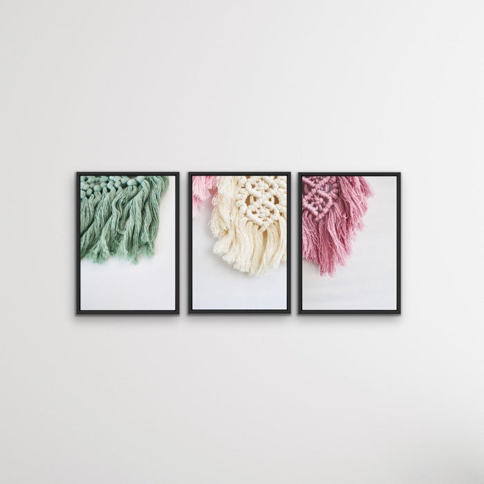 Macrame - Three Piece Pastel Boho Art Print  Set, Wall Art, Ozark Home 