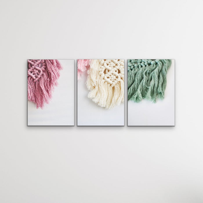 Macrame - Three Piece Pastel Boho Art Print  Set, Wall Art, Ozark Home 