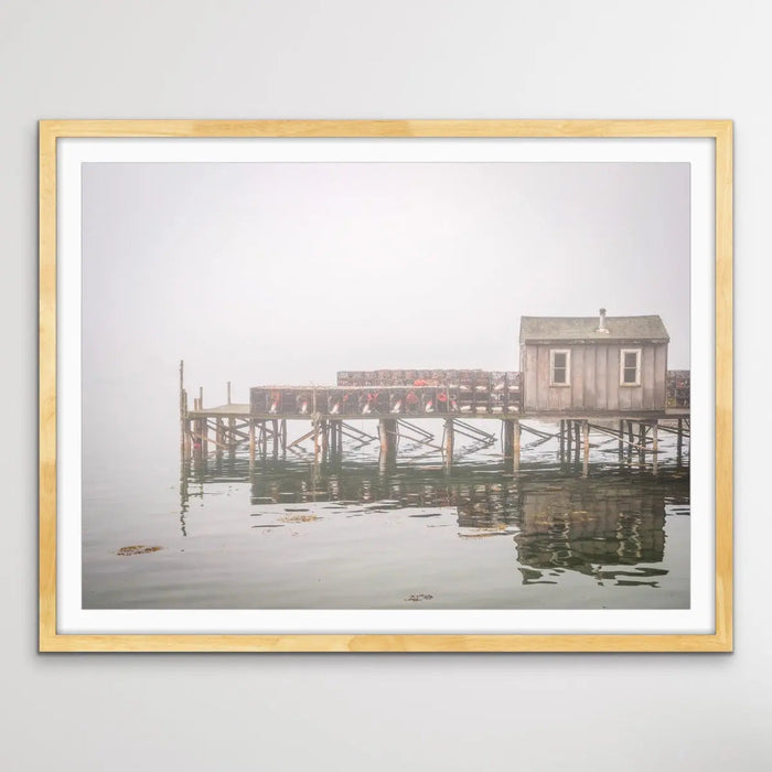 Maine Fishing Shack In The Mist - Hamptons and Coastal Style Photographic Print