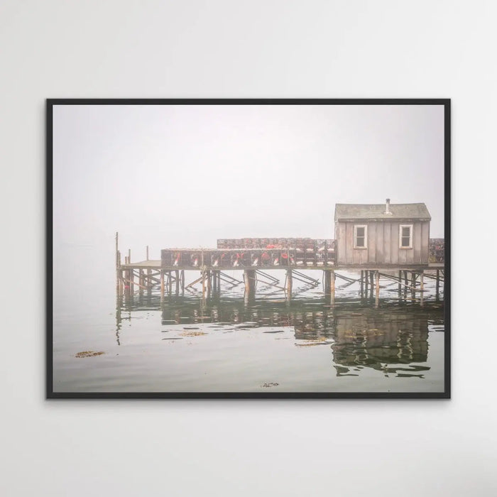 Maine Fishing Shack In The Mist - Hamptons and Coastal Style Photographic Print