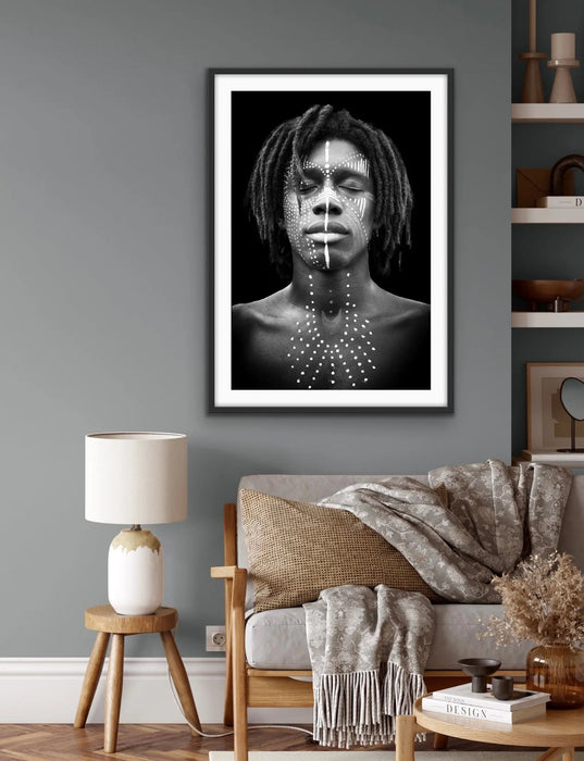 Man - Black and White African Man Photographic Wall Art Print