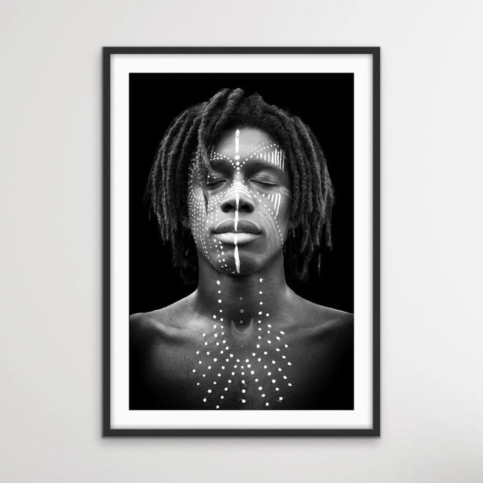 Man - Black and White African Man Photographic Wall Art Print