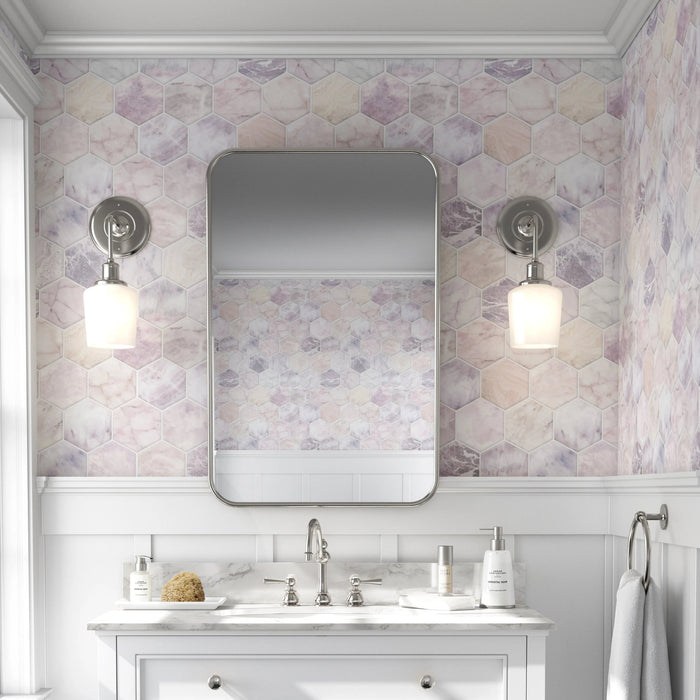 Marble Hexagonal Tile - Soft Pink And Grey Wallpaper