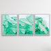 Minted Inkwell Abstracts in Green - Three Piece Alcohol Ink Mint Green Canvas Prints, Wall Art, Ozark Home 