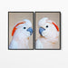 Moluccan Pink Cockatoo Pair - Two Piece Pink Moluccan Cockatoo Stretched Canvas Framed Wall Art, Wall Art, Ozark Home 