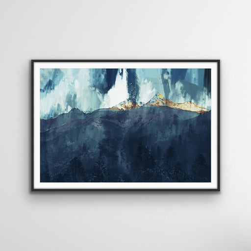 Mountain Beyond Mountains - Abstract Blue and White Mountain Landscape Canvas Art Print, Wall Art, Ozark Home 