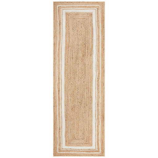 Nadora Natural & White Border Handbraided Jute Runner Rug, Rugs, Ozark Home 