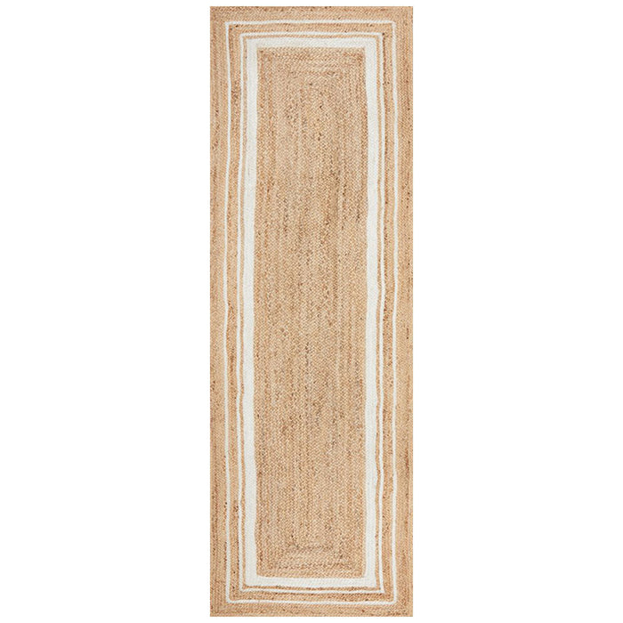 Nadora Natural & White Border Handbraided Jute Runner Rug, Rugs, Ozark Home 