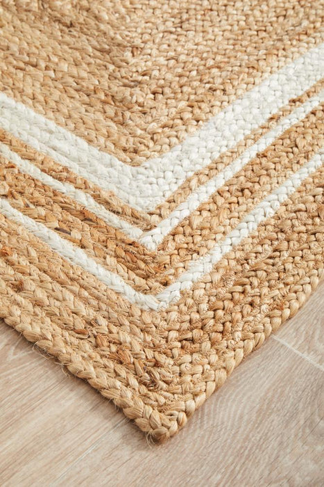 Nadora Natural & White Border Handbraided Jute Runner Rug, Rugs, Ozark Home 