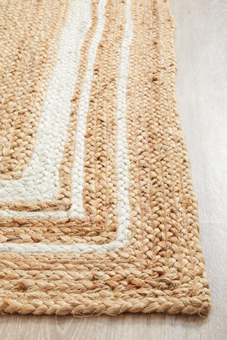 Nadora Natural & White Border Handbraided Jute Runner Rug, Rugs, Ozark Home 