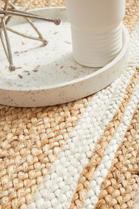 Nadora Natural & White Border Handbraided Jute Runner Rug, Rugs, Ozark Home 