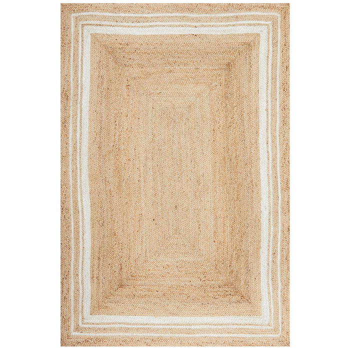 Nadora Natural & White Border Handbraided Jute Rug, Rugs, Ozark Home 