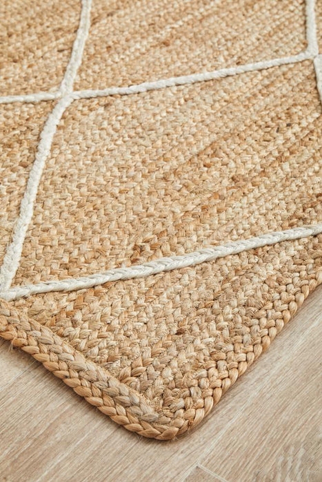 Nadora Natural & White Chevron Handbraided Jute Runner Rug, Rugs, Ozark Home 