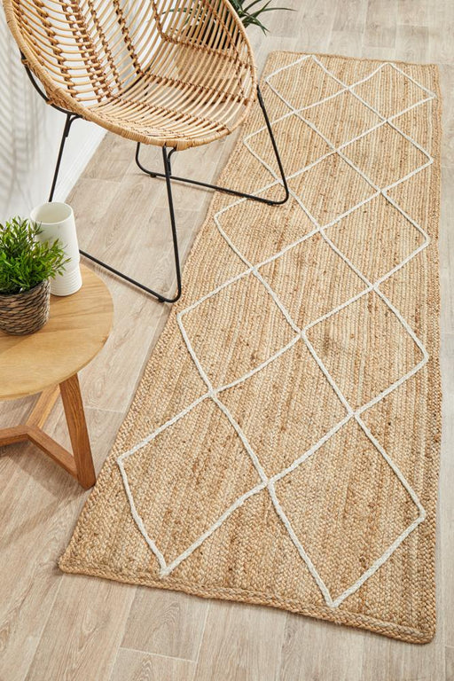 Nadora Natural & White Chevron Handbraided Jute Runner Rug, Rugs, Ozark Home 