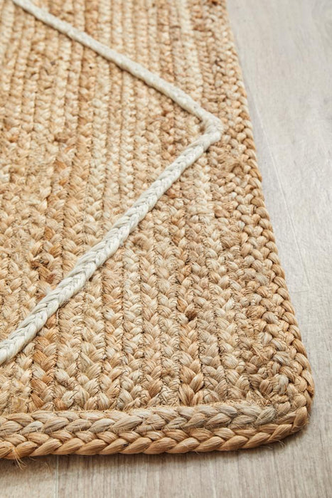 Nadora Natural & White Chevron Handbraided Jute Runner Rug, Rugs, Ozark Home 