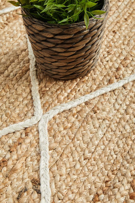 Nadora Natural & White Chevron Handbraided Jute Runner Rug, Rugs, Ozark Home 