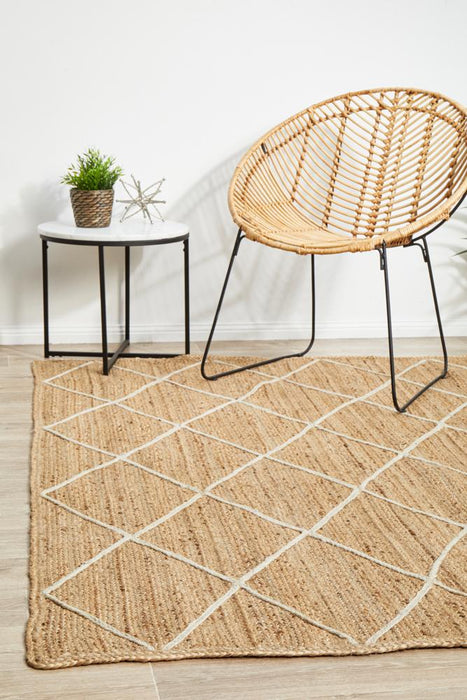 Nadora Natural & White Chevron Handbraided Jute Rug, Rugs, Ozark Home 