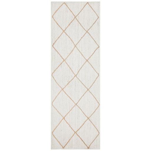 Nadora White & Natural Chevron Handbraided Jute Runner Rug, Rugs, Ozark Home 