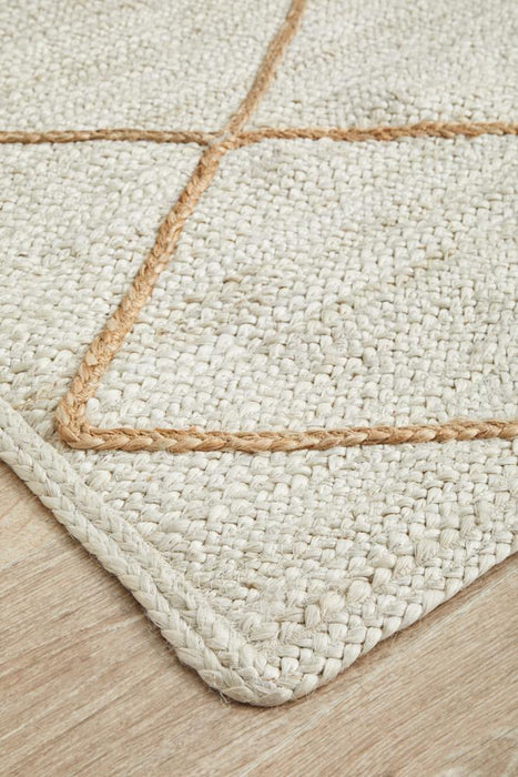 Nadora White & Natural Chevron Handbraided Jute Runner Rug, Rugs, Ozark Home 