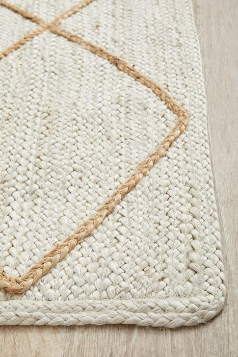 Nadora White & Natural Chevron Handbraided Jute Runner Rug, Rugs, Ozark Home 