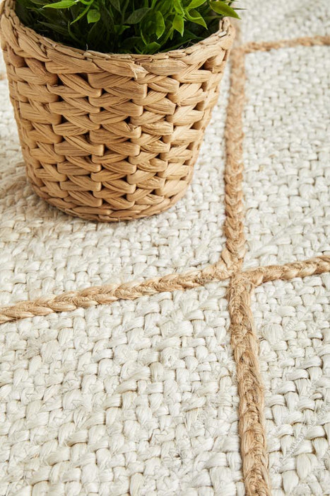 Nadora White & Natural Chevron Handbraided Jute Runner Rug, Rugs, Ozark Home 