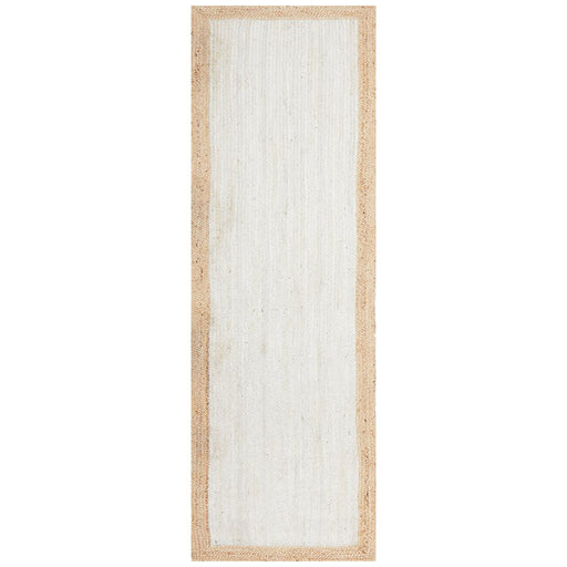 Nadora White & Natural Border Handbraided Jute Runner Rug, Rugs, Ozark Home 