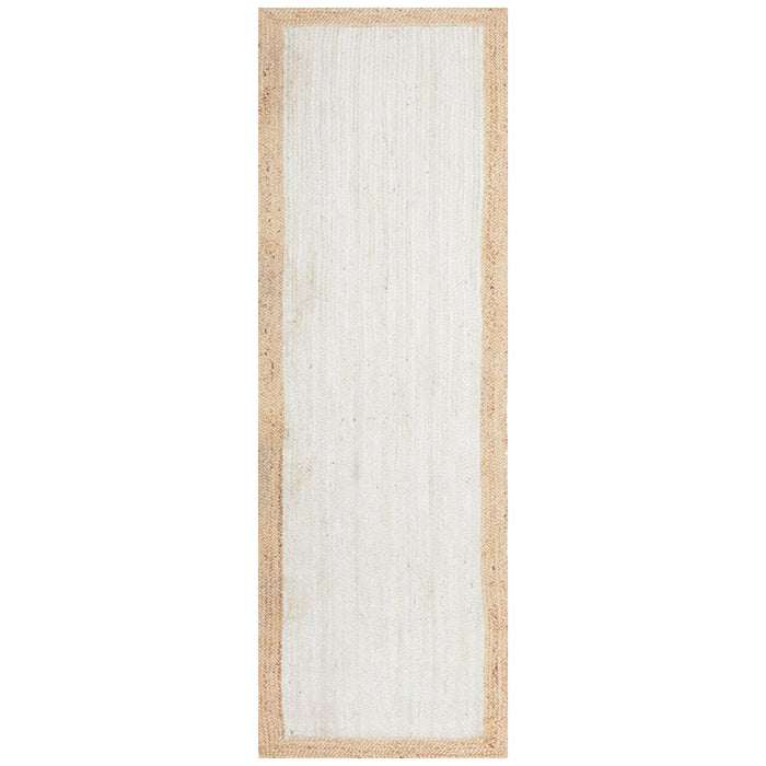 Nadora White & Natural Border Handbraided Jute Runner Rug, Rugs, Ozark Home 