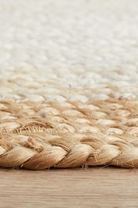 Nadora White & Natural Border Handbraided Jute Runner Rug, Rugs, Ozark Home 