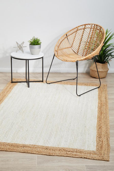 Nadora White & Natural Border Handbraided Jute Rug, Rugs, Ozark Home 