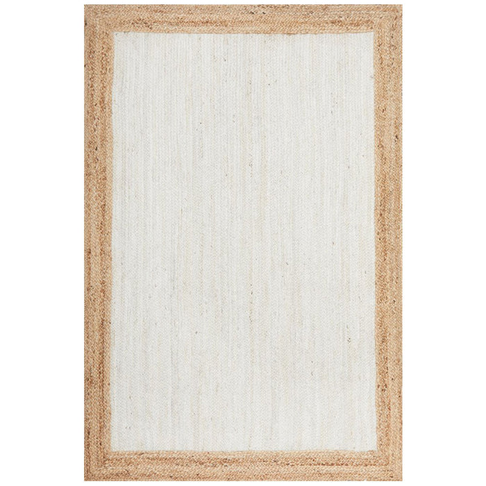 Nadora White & Natural Border Handbraided Jute Rug, Rugs, Ozark Home 