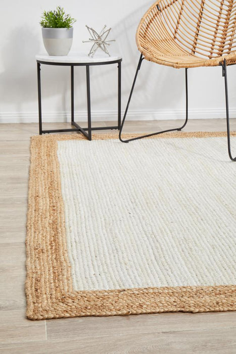 Nadora White & Natural Border Handbraided Jute Rug, Rugs, Ozark Home 