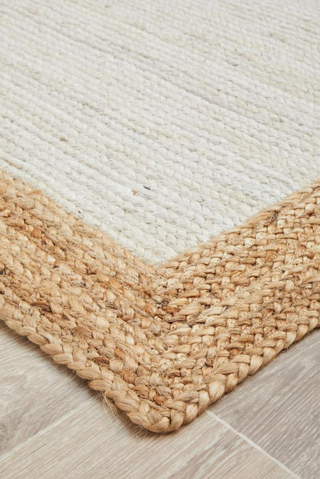 Nadora White & Natural Border Handbraided Jute Rug, Rugs, Ozark Home 