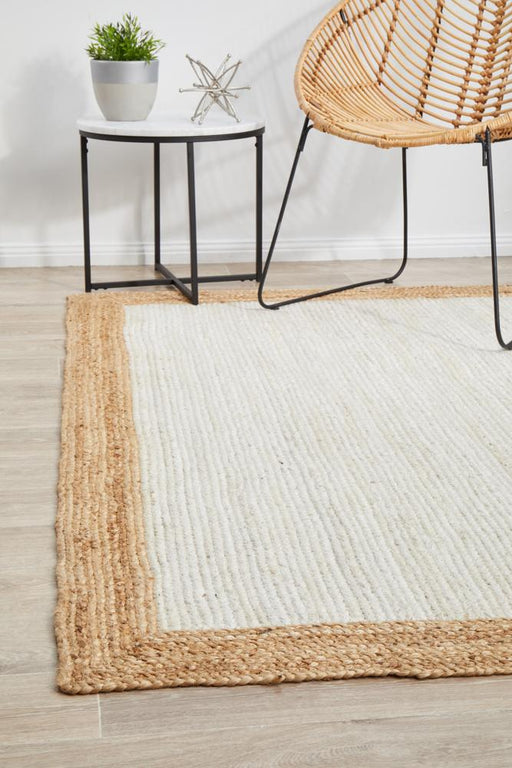 Nadora White & Natural Border Handbraided Jute Rug, Rugs, Ozark Home 