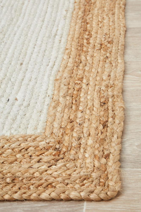 Nadora White & Natural Border Handbraided Jute Rug, Rugs, Ozark Home 