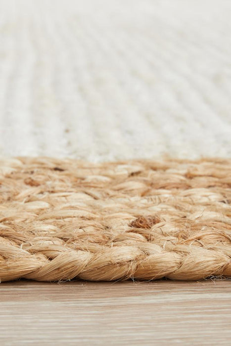 Nadora White & Natural Border Handbraided Jute Rug, Rugs, Ozark Home 