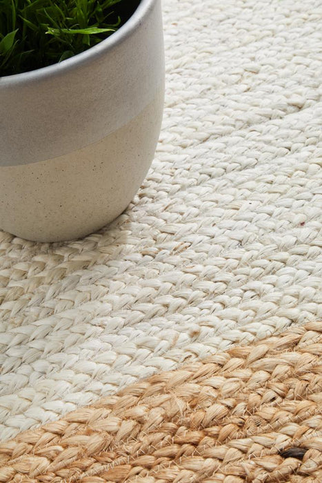 Nadora White & Natural Border Handbraided Jute Rug, Rugs, Ozark Home 