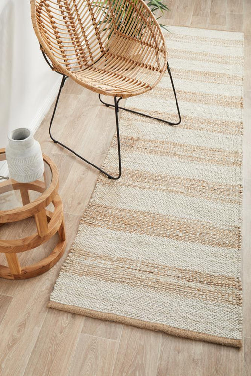 Nadora Natural & White Stripe Handbraided Jute Runner Rug, Rugs, Ozark Home 