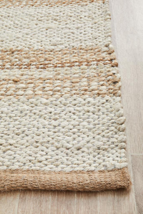 Nadora Natural & White Stripe Handbraided Jute Runner Rug, Rugs, Ozark Home 