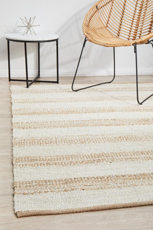 Nadora Natural & White Stripe Handbraided Jute Rug, Rugs, Ozark Home 