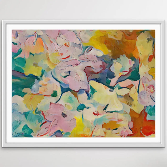 Nights In The Summer Garden - Traditional Style Colourful Abstract Floral Print Inspired by Matisse