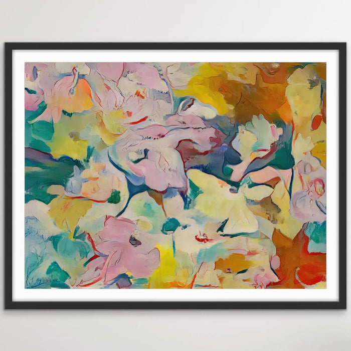 Nights In The Summer Garden - Traditional Style Colourful Abstract Floral Print Inspired by Matisse