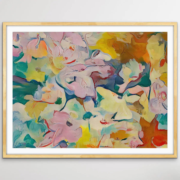 Nights In The Summer Garden - Traditional Style Colourful Abstract Floral Print Inspired by Matisse