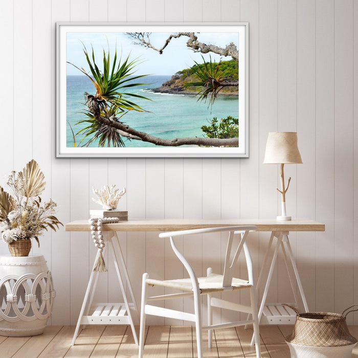 Noosa Beach - Pandanus and Ocean Sunshine Coast Photographic Art Print, Wall Art, Ozark Home 